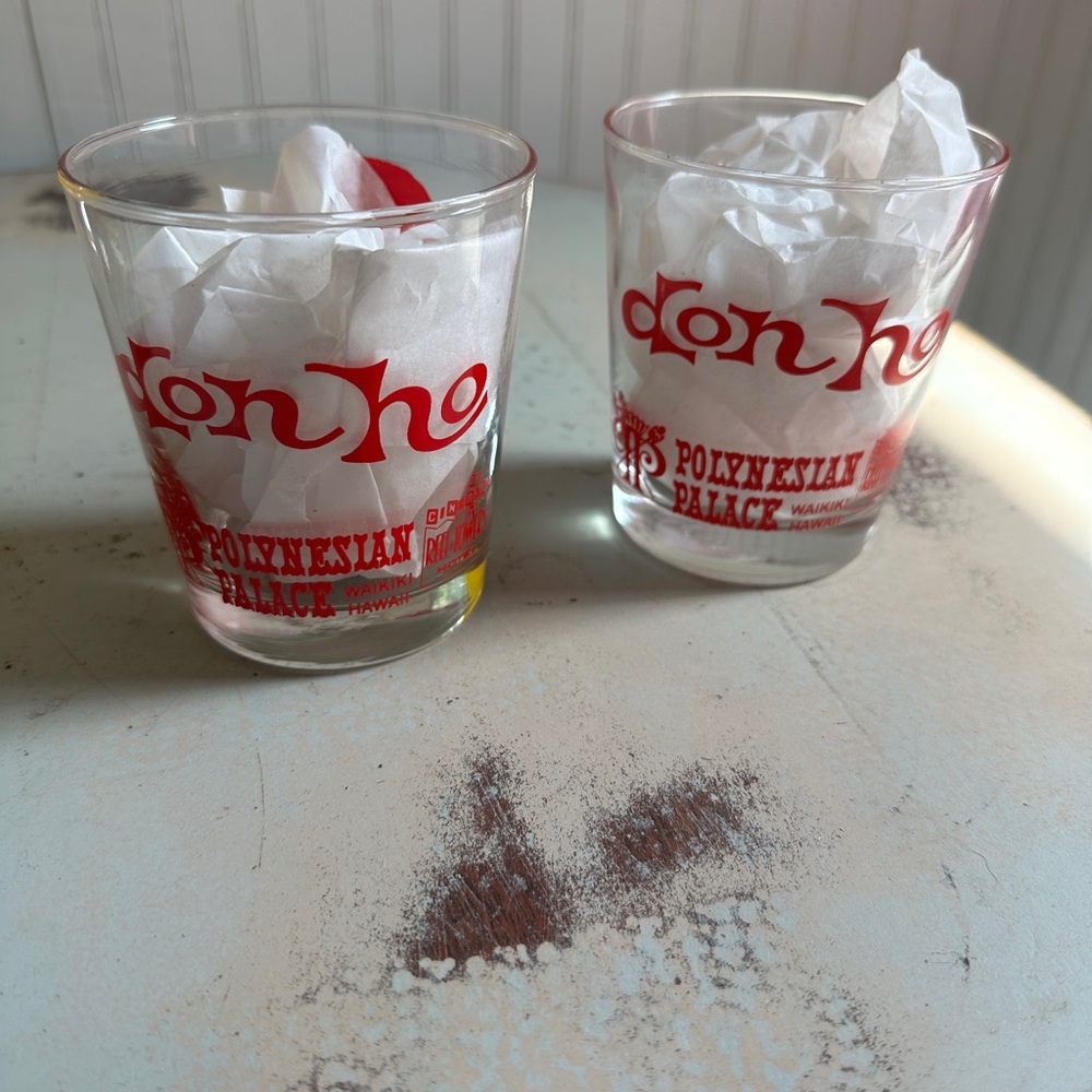 2 Vintage Don Ho Highball Glasses